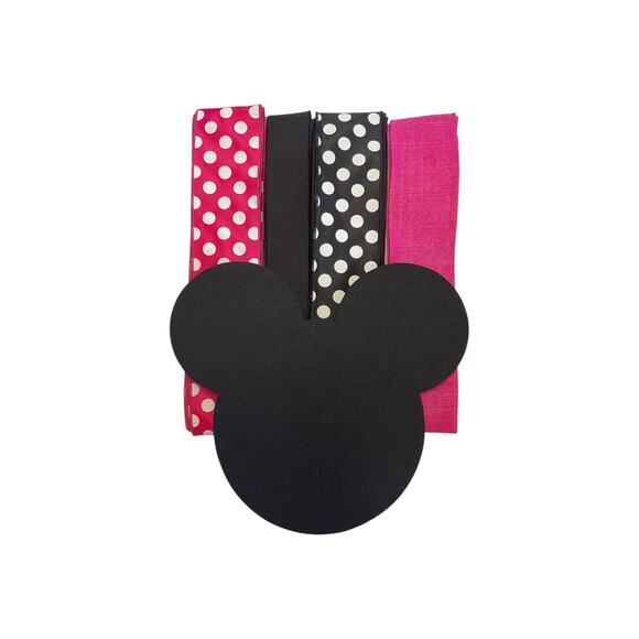Hot Pink Minnie Mouse Wreath Kit, Sign & Ribbon Bundle Set, DIY Supply Set - Picture 1 of 4